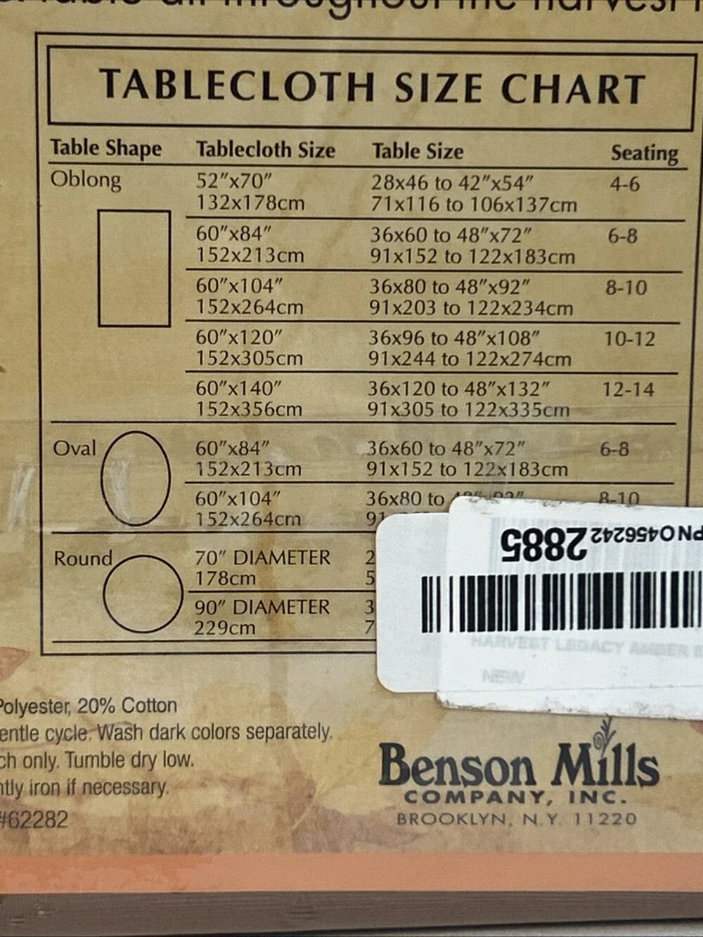 Benson Mills Harvest Legacy Jacquard Tablecloth 60 X 104 Rectangle Amber